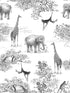 Peel and Stick Wallpaper Giraffe and Elephant Black/White Wallpaper for Kids Room Forest Animals Wallpaper Vintage Contact Paper Nursery Wallpaper...