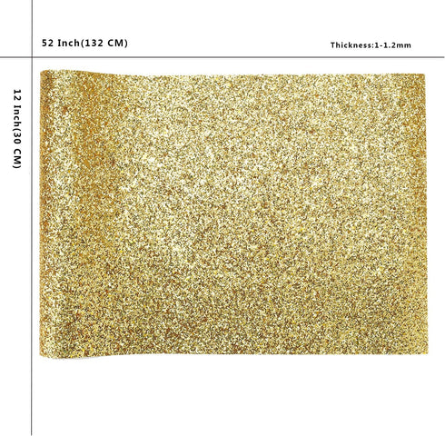 Gold Chunky Glitter Faux Leather Roll 12 x 52 inch Shiny Solid Color Fall Fabric for Princess Bows Crafts Earrings (16013#13)...