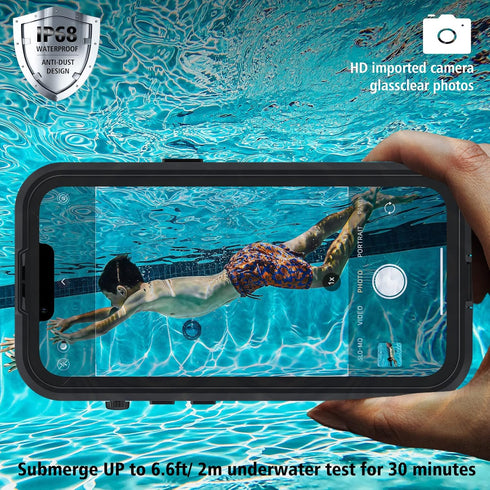 iPhone 14 Waterproof Case, IP68 Full-Body Rugged Protective Shockproof Cover with Clean Sound, Compatible with Support MagSafe Magnetic Wireless C...