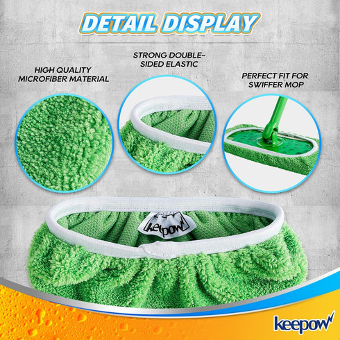 KEEPOW Reusable Wet Pads Refills Compatible with Swiffer Sweeper Mop, Dry Sweeping Cloths, Microfiber Wet Mopping Cloths for Hardwood Floor Cleani...