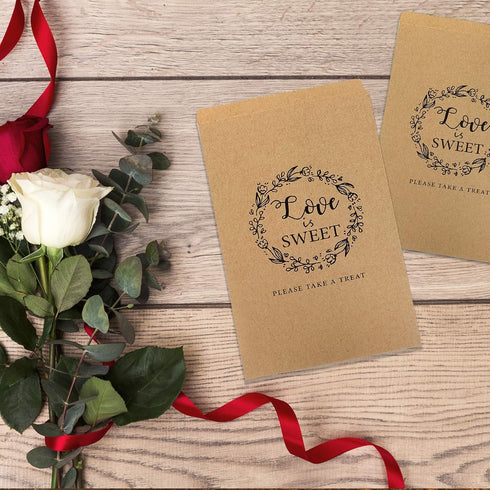 FRIDAY NIGHT 50Pcs Wedding Favors Candy Buffet Bags Brown Kaft Paper Favor Rustic Bag Good for Snacks or Cookie Buffets Please Take A Treat...