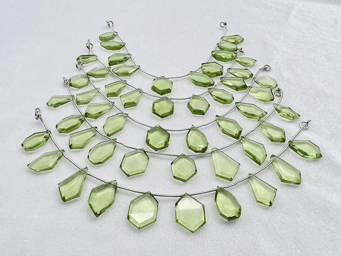 1 Strand Peridot Quartz 10 Pcs Beads Size 4.5x13-5.5x18mm Fancy Shape Cut Faceted Beads for Jewellery Making, Beading & Craft Supplies KCRAFTS-RK_...