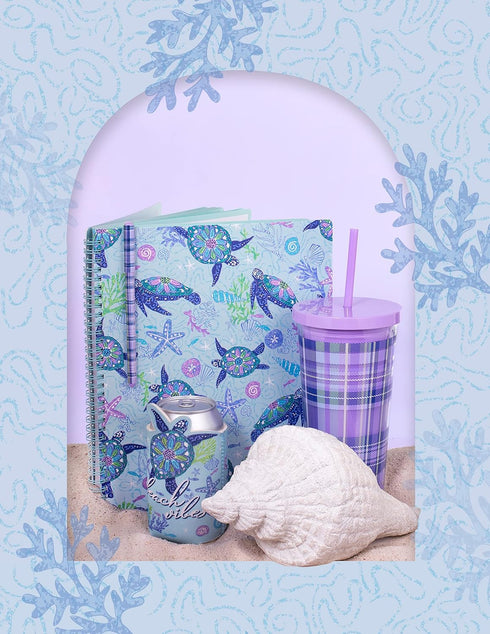 Vera Bradley Blue Large Spiral Notebook, College Ruled Paper, 11" x 9.5" with Pocket and 160 Lined Pages, Turtle Dream...