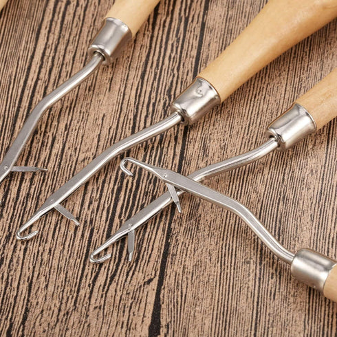 2 Pieces 6.3 Inch Wooden Bent Latch Hook Crochet Needle, Knitting Tool for Rug Making and Art Crafts......