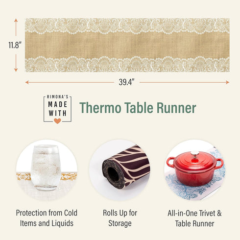 RIMONA'S Thermo Heat Resistant Table Runner and Trivet for Hot Dishes - Waterproof Hot Plates to Protect Table and Countertop - Kitchen & Dining 3...
