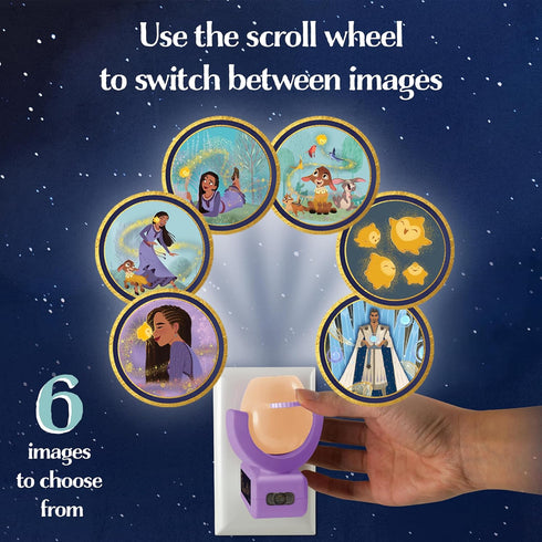 Projectables Disney Wish LED Night Light Plug-in Dusk-to-Dawn Projector Ideal for Kids Girls Boys Nursery Playroom Bathroom Bedroom 80089......
