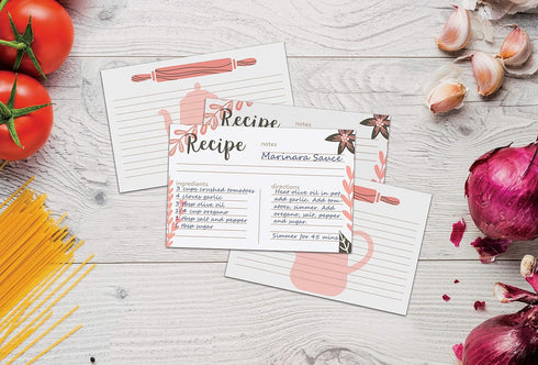 60-Pack Premium Double Sided Recipe Cards, 4 x 6 inch, by Better Kitchen Products, Recipe Index Cards, 60 Pack...