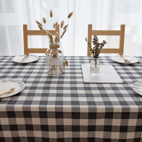 Aquazolax Table Cloths for Rectangle Tables Gray Buffalo Plaid Extra Long Farmhouse Decorative Wrinkle Free Table Covers for 6 Foot Table, 54Wx 10...