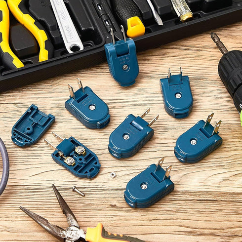 7 Piece Replacement Plug Extension Cord Plug 2 Prong, 125V 15A Electric Plug Rotatable Electrical Plug Extension Cord Replacement Ends Ideal for S...