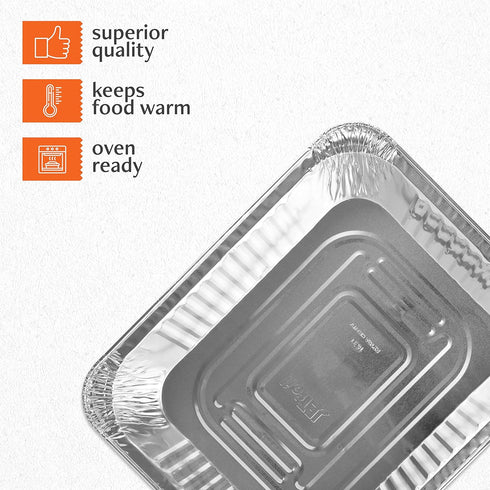 PLASTICPRO Disposable 9 x 13 Heavy Weight Aluminum Foil Pans Half Size Deep Steam Table Bakeware - Cookware Perfect for Baking Cakes, Bread, Meatl...