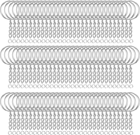 HAUTOCO 100pcs Keychain Rings with Chain and Jump Rings, 1 inch Split Key Ring with Chain Heavy-Duty Keychain Rings Bulk for Craft Making Jewelry ...