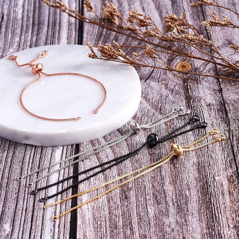 FASHEWELRY 20 Strands Adjustable Brass Bracelet Slider Extender Chains with Rhinestone Ends 4.72-4.96 Inch Real Platinum Plated for DIY Jewelry Ma...