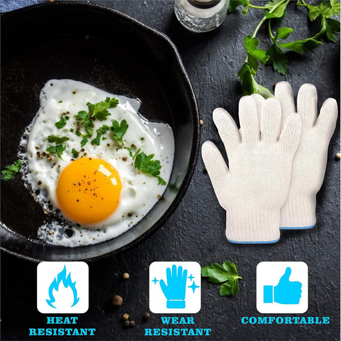 Heat Resistant Gloves - EN407 Certified 932°F Oven Gloves, Cut-Resistant Grill Gloves, Cooking Gloves for BBQ, Grilling, Baking, Cutting, Welding,...