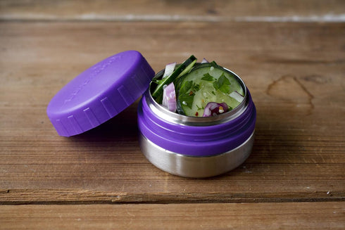 LunchBots Rounds Leak Proof 4 oz. Stainless Snack Container Jar, Set of 2, Purple Lids...