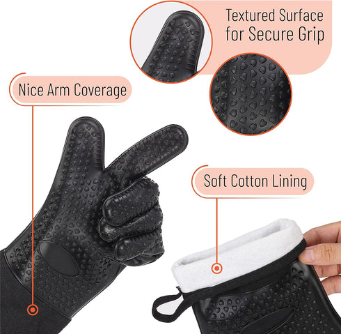 UNCO- Grill Gloves, Silicone Gloves Heat Resistant, Oven Gloves, BBQ Gloves, Meat Gloves, Barbecue Gloves, Grilling Gloves, Meat Gloves for Pullin...