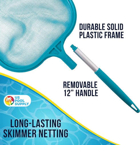 U.S. Pool Supply Professional Spa, Hot Tub, Pool Hand Leaf Skimmer Net, 26" Long with 12" Aluminum Pole - Fine Mesh Netting, Cleanout Leaves, Debr...