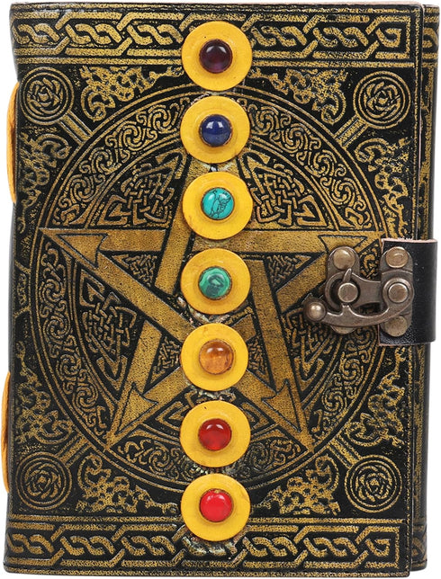 Star and Stone Embossed Antique Handmade Vintage Leather Deckle Edge Paper Journal for Men & Women, Daily Notebook Diary, Writing Pad for Artist, ...