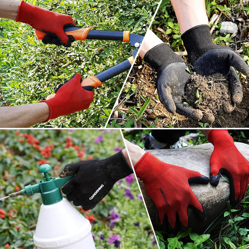 Trifabricy Garden Gloves for Women/Men - 6 Pairs Breathable Natural Latex Gardening Gloves with Grip, Outdoor Hard-wearing Protective Work Gloves ...