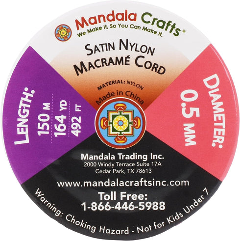 Mandala Crafts Nylon Satin Cord - 0.5mm Nylon Cord for Jewelry Making Beading - 164 Yds Braided Nylon Satin String Champagne Nylon String for Brac...