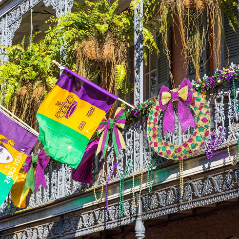 6 Rolls 30 Yards Mardi Gras Wired Edge Ribbon Purple Gold and Green Stripe Ribbon Glitter Metallic Wrapping Ribbon for Mardi Gras Masquerade Party...