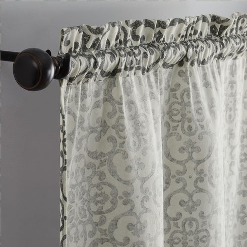 PAIRS TO GO Brockwell Decorative Window Treatment Rod Pocket Curtains for Living Room, Double Panel, 28" x 63", Charcoal...