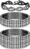 FIBO STEEL 3 PCS Rhinestone Stretch Bracelets for Women Bridal Sparkly Wedding Strand Tennis Bracelet Set Silver/Gold/Rose Gold-Tone...
