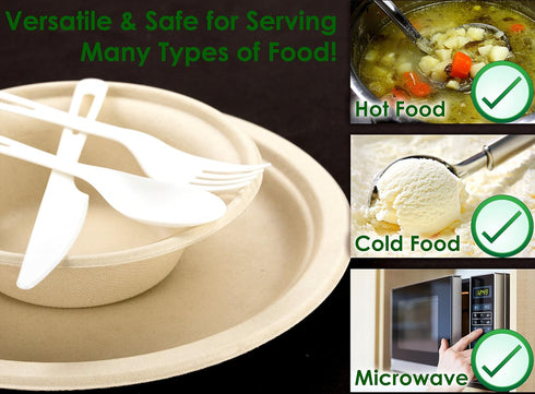Durable Biodegradable Leak-Proof 11.5 oz Disposable Bowls 25 Pk. Sturdy, Plant-Based Gluten-Free Compostable Wheatstraw Fiber Container, Eco-Frien...