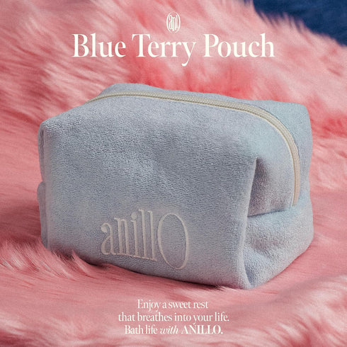 Blue Terry Pouch, Soft Lightweight Travel Pouch, Toiletry Bag, Cosmetic Bag for Skincare, Makeup and Personal care...