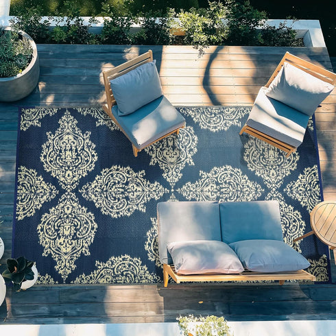 wikiwiki Outdoor Rug, 5x8ft Waterproof Reversible Mat Indoor Outdoor Rugs Carpet, Small Area Rug Plastic Straw Rug for Patio Deck Balcony Pool RV ...
