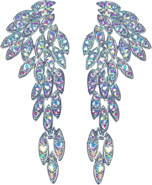 Art Deco 1920's Great Gatsby Angel Wings Eagle Wings Gothic Earrings Rhinestone Retro Statement Earrings Dangling Earrings Chandelier Long Drop Ea...