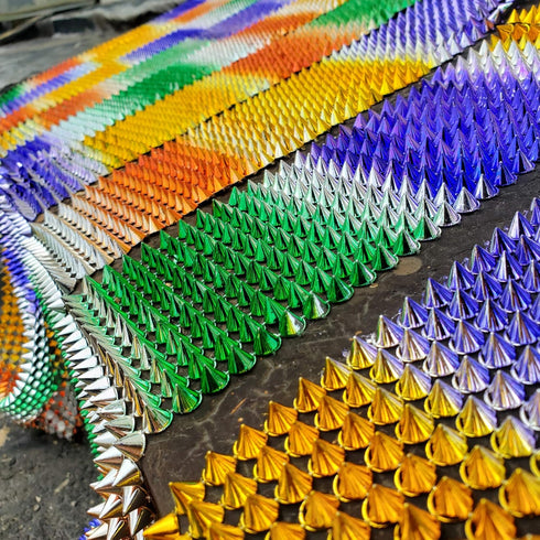 1 Yard Sew Stitch On Rainbow Spike Stud Cone Flatback Punk Rock Decoration Ribbon Webbing Wrap for DIY Arts Craft Wedding Bouquet Cake Birthday Pa...