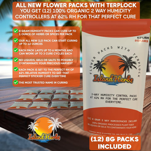 (12) Pack Of 100% Organic 62% 8 Gram 2 Way Humidity Controllers Are Essential For Preserving Your Herbs Profile And Freshness…...