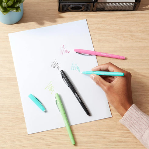 Amazon Basics Felt Tip Marker Pens - Medium Point, Black, 24-Pack...