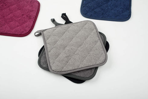100% Cotton Kitchen Everyday Basic Terry Pot Holder Heat Resistant Coaster Potholder for Cooking and Baking Set of 5 (Multi Color 2, Potholder)...