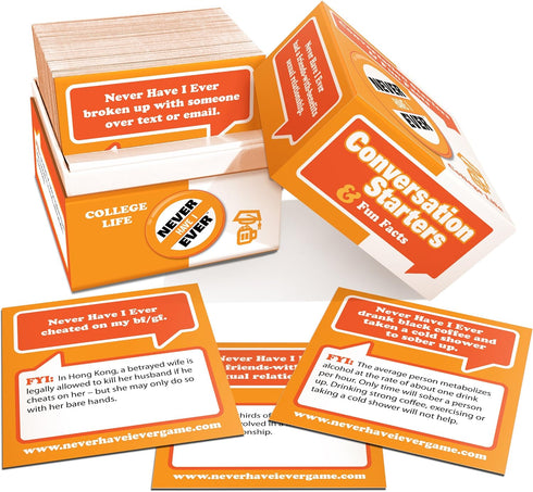 Never Have I Ever Conversation Starters: College Life Edition | Funny Card Game for Parties, Pregames, Spring Breaks, and Vacations | Fun Card Gam...