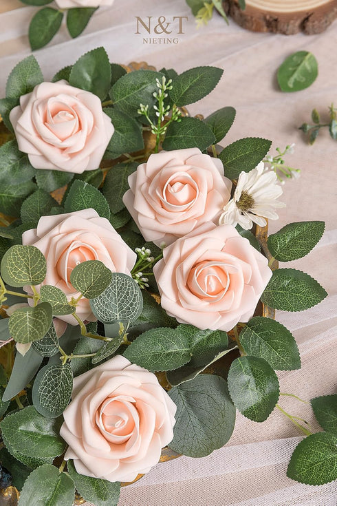 N&T NIETING Artificial Flowers, 25Pcs Fake Flowers Roses Perfect for DIY Wedding Bouquets Centerpieces Bridal Shower Party Home Flower Arrangement...