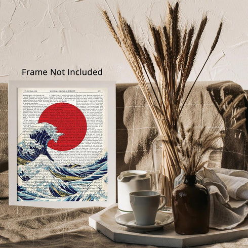 Posterizer 1 pcs-Wave off Kanagawa Japanese Dictionary Art-Abstract & Modern Art-Retro Art- Gift for Men Women Entrepreneur Teens-Decor for Home &...