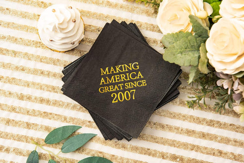 Crisky 18th Birthday Disposable Napkins Black and Gold Dessert Beverage Cocktail Cake Napkins 18th Birthday Decoration Party Supplies for Man, Mak...