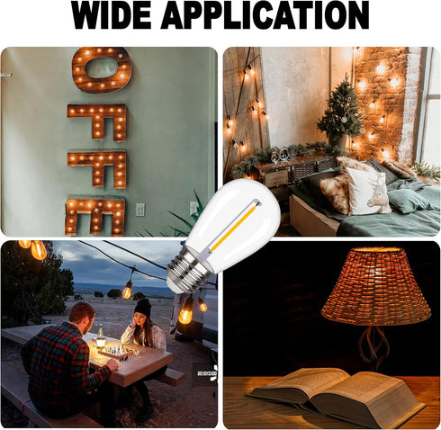 S14 Outdoor String Light Bulbs, Shatterproof Waterproof Replacement Bulbs, 1W Equivalent to 10W, 2200K Warm White Led Light Bulbs, E26 Base 15 Pac...