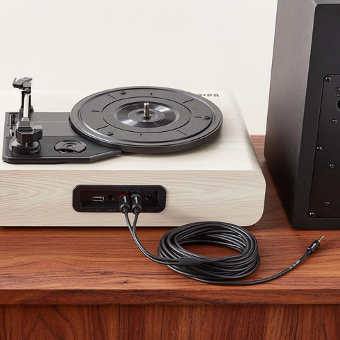 Amazon Basics 3.5 Aux to 2 x RCA Adapters, Audio Cable for Amplifiers, Active Speakers with Gold-Plated Plugs, 25 Feet/7.6 m, Black...