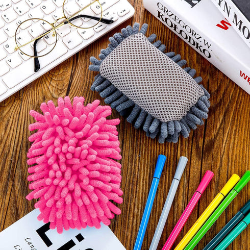 2 Pieces Microfiber Shag Whiteboard Eraser Dry Erase Eraser Washable Board Eraser for Chalk, Markers, Classroom, Home and Office (Grey, Pink)...