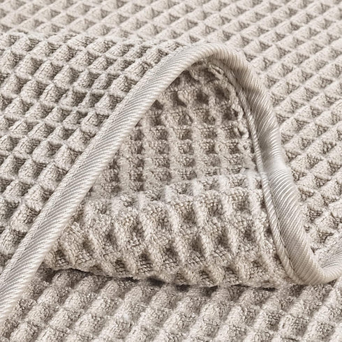 POLYTE Microfiber Lint Free Hand Towel, 16 x 30 in, 4 Pack (Beige, Waffle Weave)...