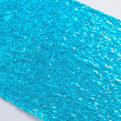 ShiDianYi Turquoise Sequin Table Runner - 14" x 108" Aqua Blue Sequin Tablecloth - Teal Wedding Table Runner...