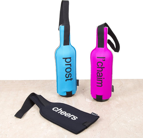 Creative Home Neoprene Single Wine Carrier Champagne Bottle Protective Travel, Gift Bag, 5-1/8" W x 11-3/4" H, Pink...