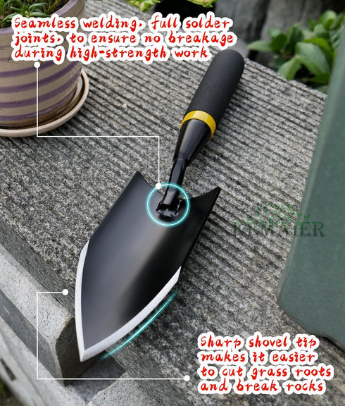 Heavy-Duty Gardening Hand Trowel with Sheath - Stainless Steel Garden Shovel Featuring a Rubberized Handle, Perfect for Diligent Farmers' Soil Pla...