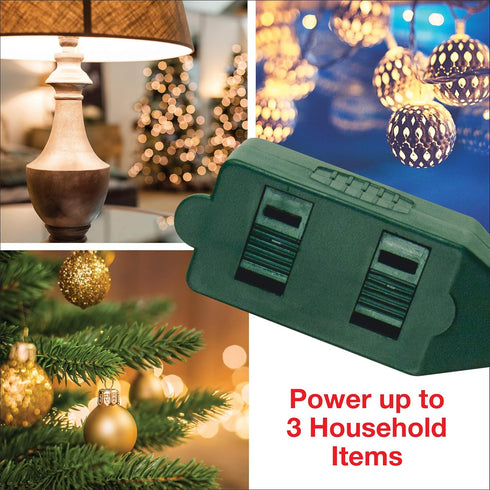 Clear Power 3 Outlet Indoor Extension Cord 16/2 SPT-2 w/Lighted footswitch (9 ft, Green), CP10028...