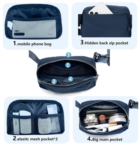Fanny Belt Bag Waist Pack Crossbody Bags Bum Bag for Running Hiking Travel Workout Adjustable Strap for Women -blue...