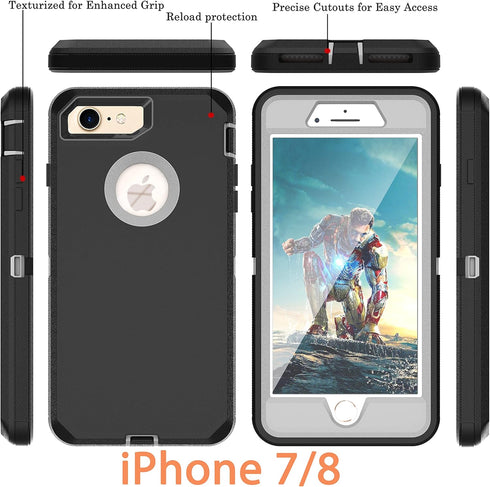 YmhxcY for iPhone SE Case 2022/2020,iPhone 8/7 with Built in Screen Protector Drop Proof 3-Layer Durable Cover/Shockproof Armor Drop Protection Ca...