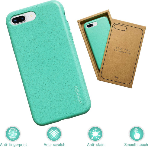 eplanita Eco Mobile Phone Case Compatible with iPhone 7 Plus and 8 Plus, Plant Fibre and Soft TPU, Drop Protection Cover, Durable and Sustainable ...