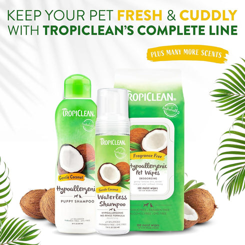 TropiClean Coconut Hypoallergenic Cat Shampoo | Gentle Kitten Shampoo for Sensitive Skin | Natural Shampoo Derived from Natural Ingredients | Made...
